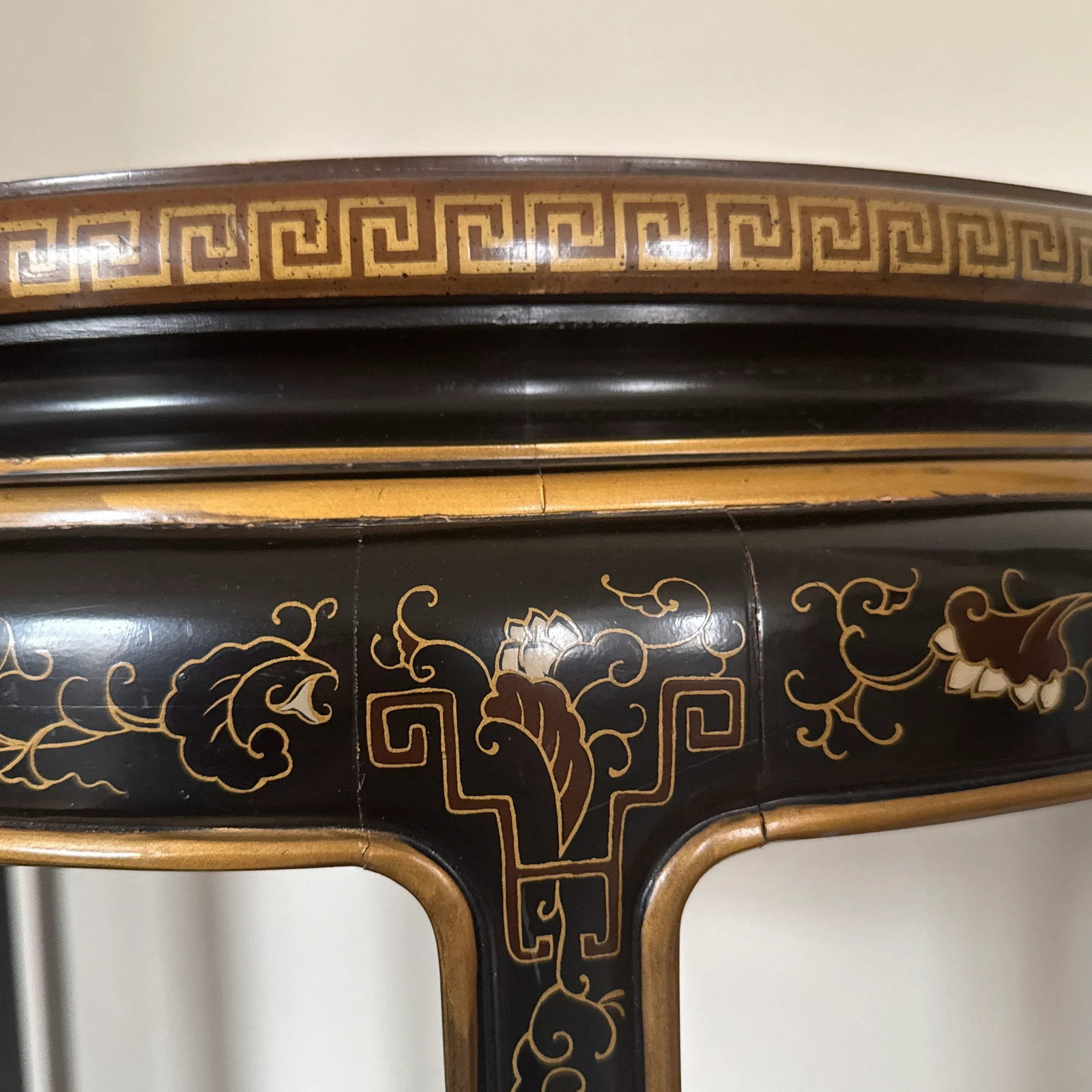 1980s Chinoiserie Connoisseur Demi-Lune Console Table by Drexel Heritage - 5