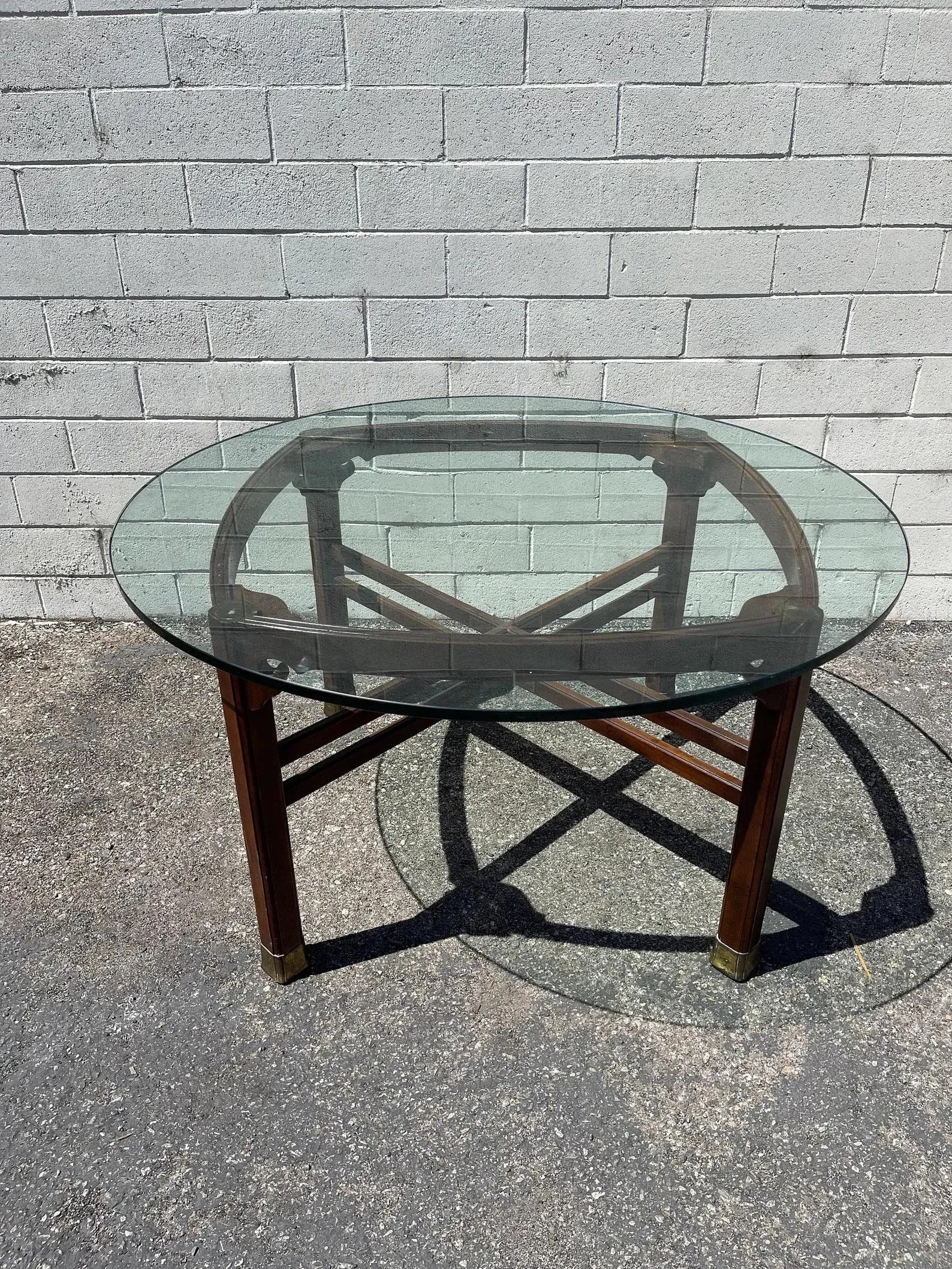 Mid Century Ming Style Mahogany and Glass Dining Table by Henredon - 6