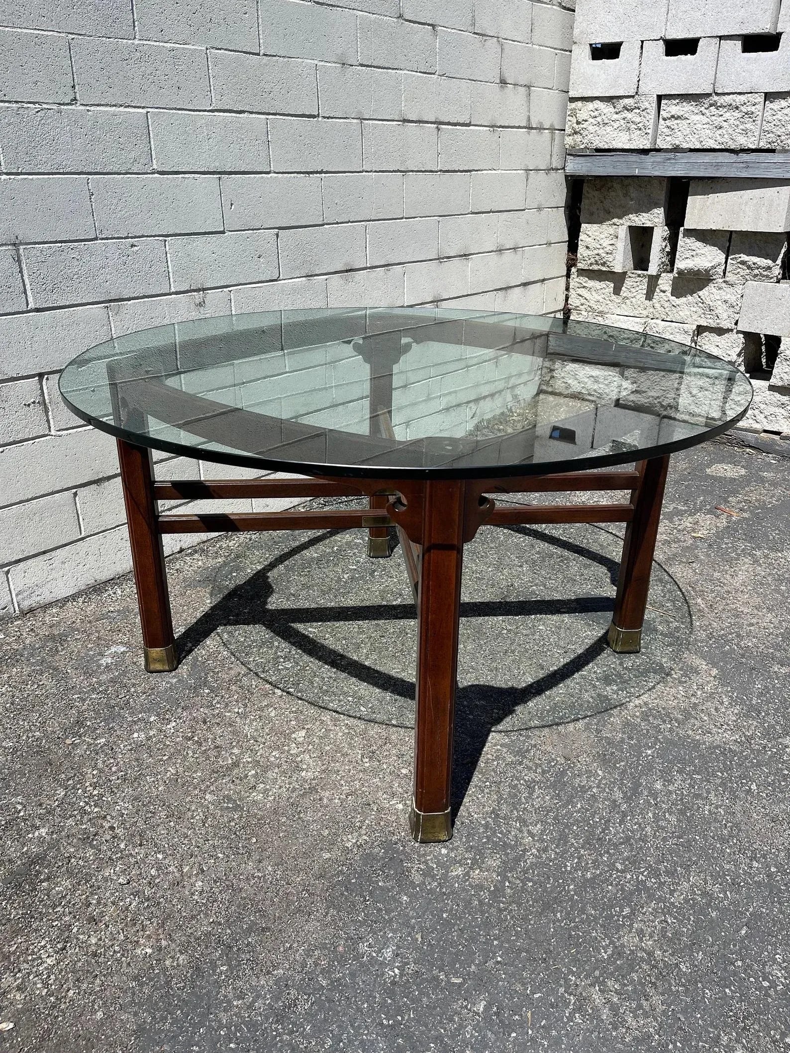 Mid Century Ming Style Mahogany and Glass Dining Table by Henredon - 7