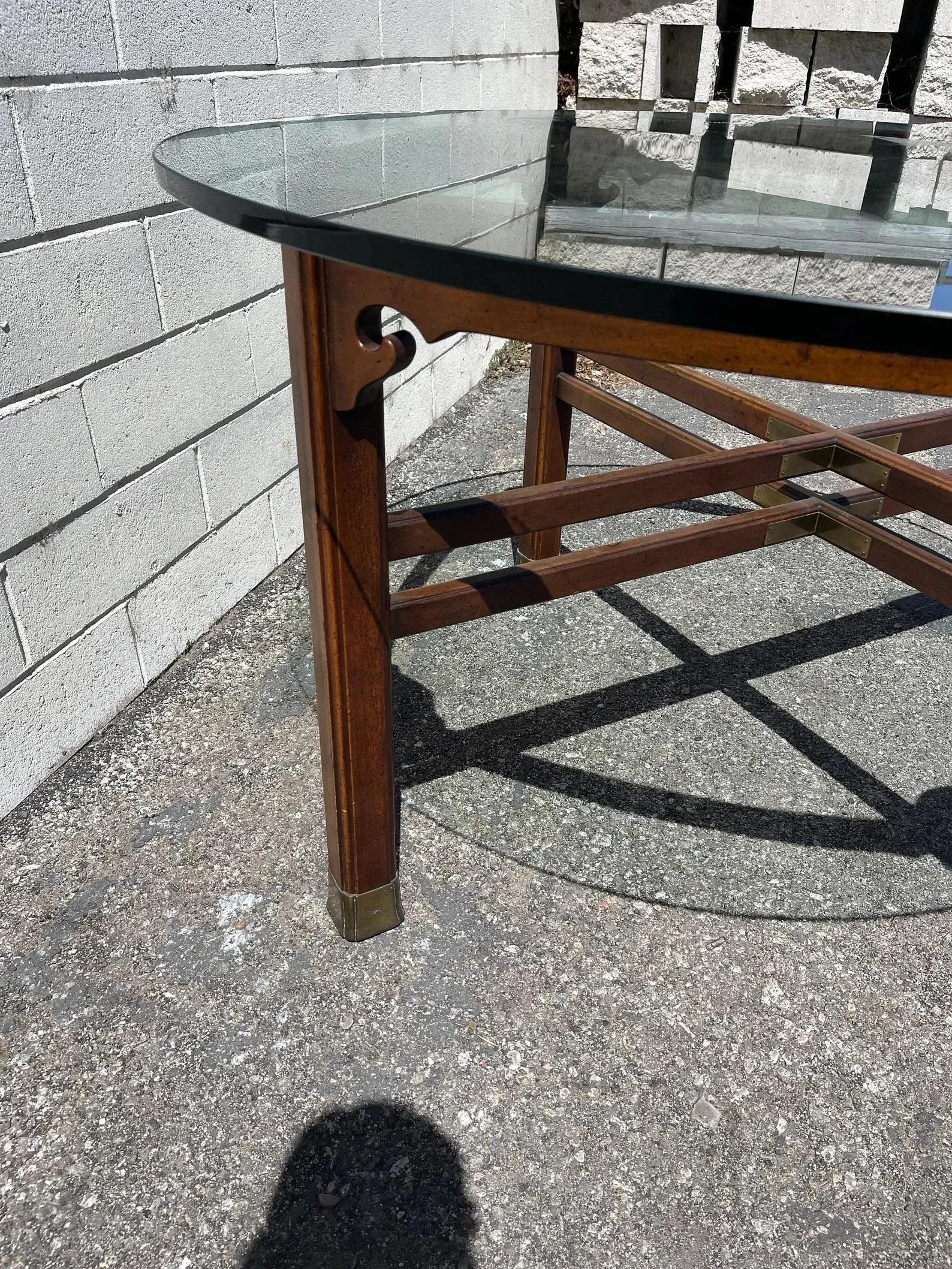 Mid Century Ming Style Mahogany and Glass Dining Table by Henredon - 8