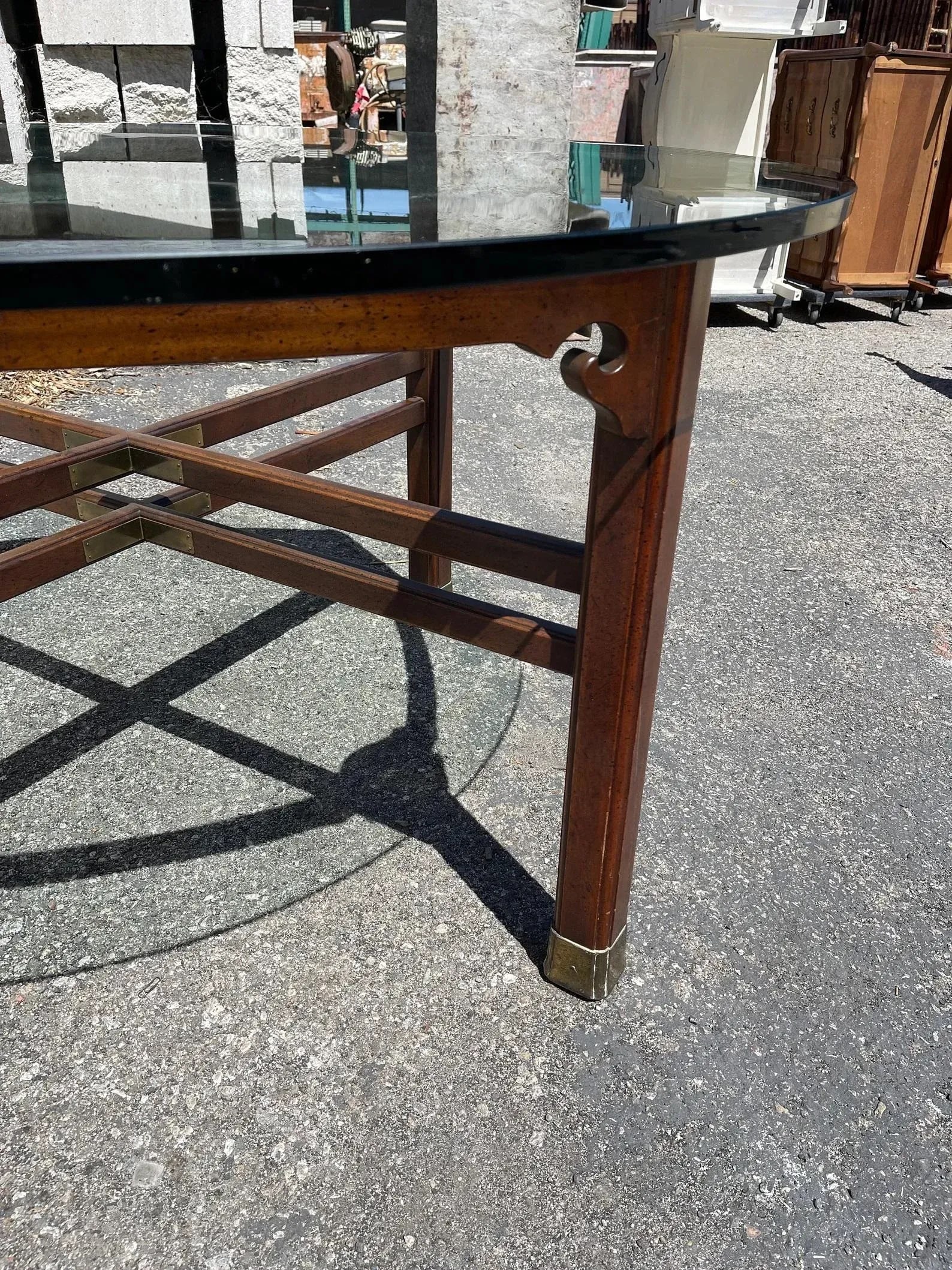 Mid Century Ming Style Mahogany and Glass Dining Table by Henredon - 9