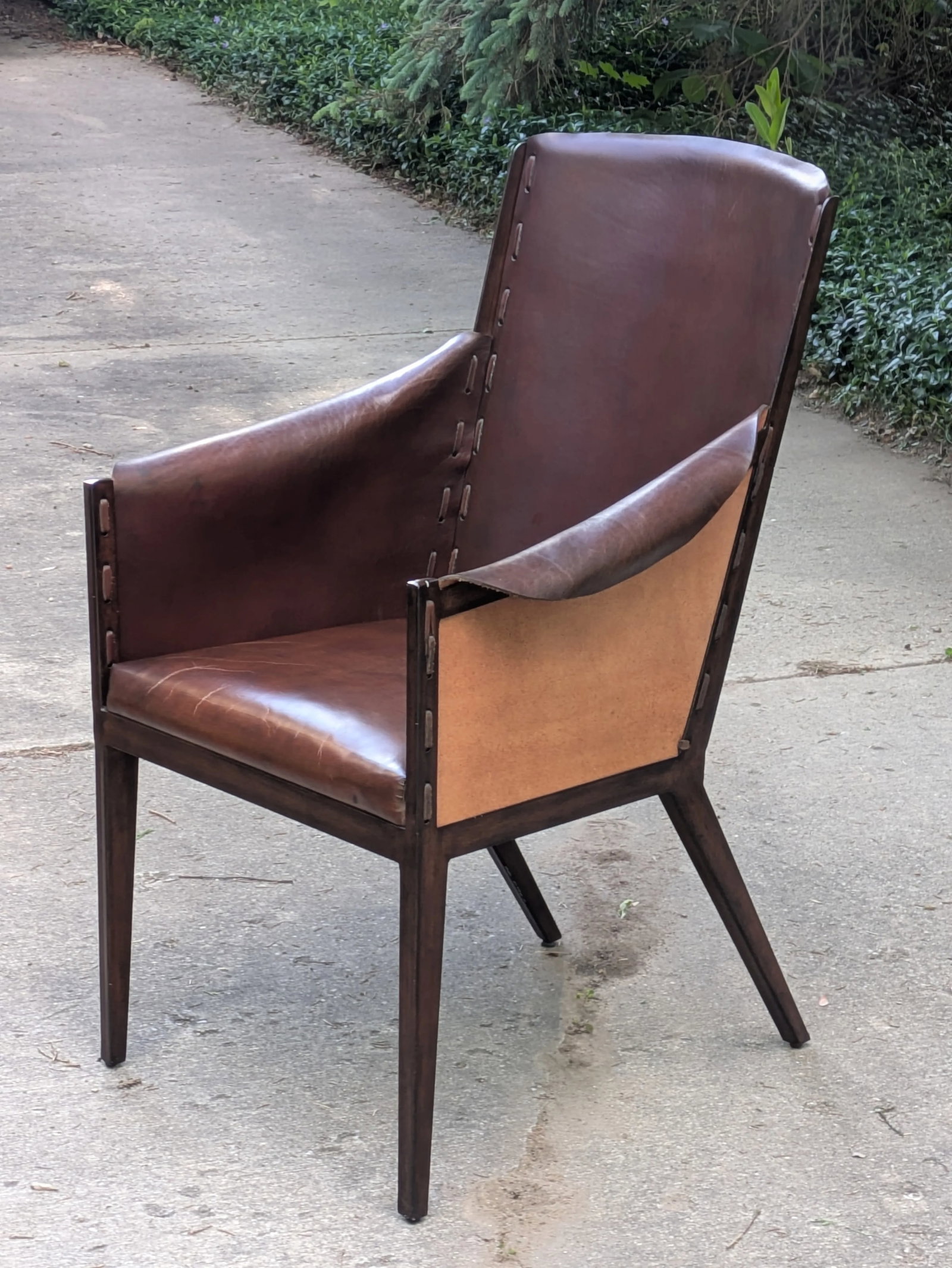 Leather Hide Armchair After Jean-Michel Frank by Hickory Chair - 3