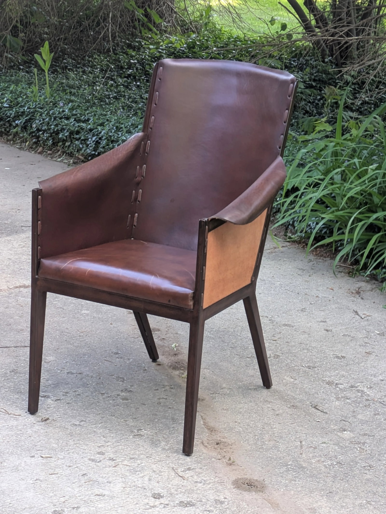 Leather Hide Armchair After Jean-Michel Frank by Hickory Chair - 4