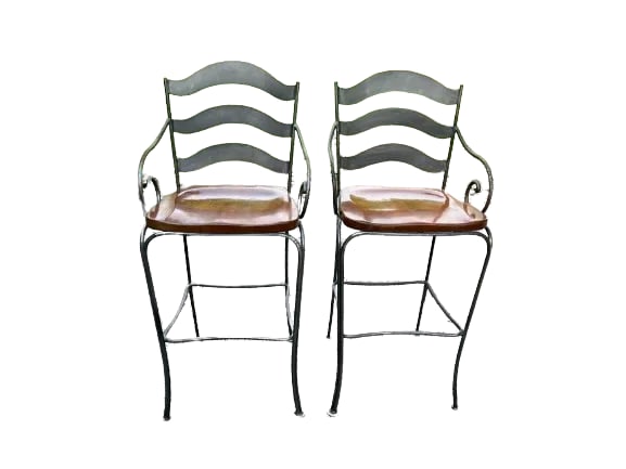 1990s Ethan Allen Bar Stools- Set of 2 Heavy (1 of 6)