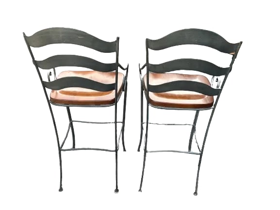 1990s Ethan Allen Bar Stools- Set of 2 Heavy - 2
