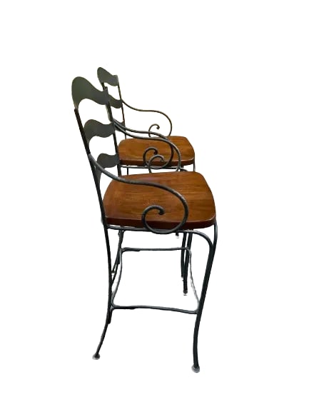 1990s Ethan Allen Bar Stools- Set of 2 Heavy - 3
