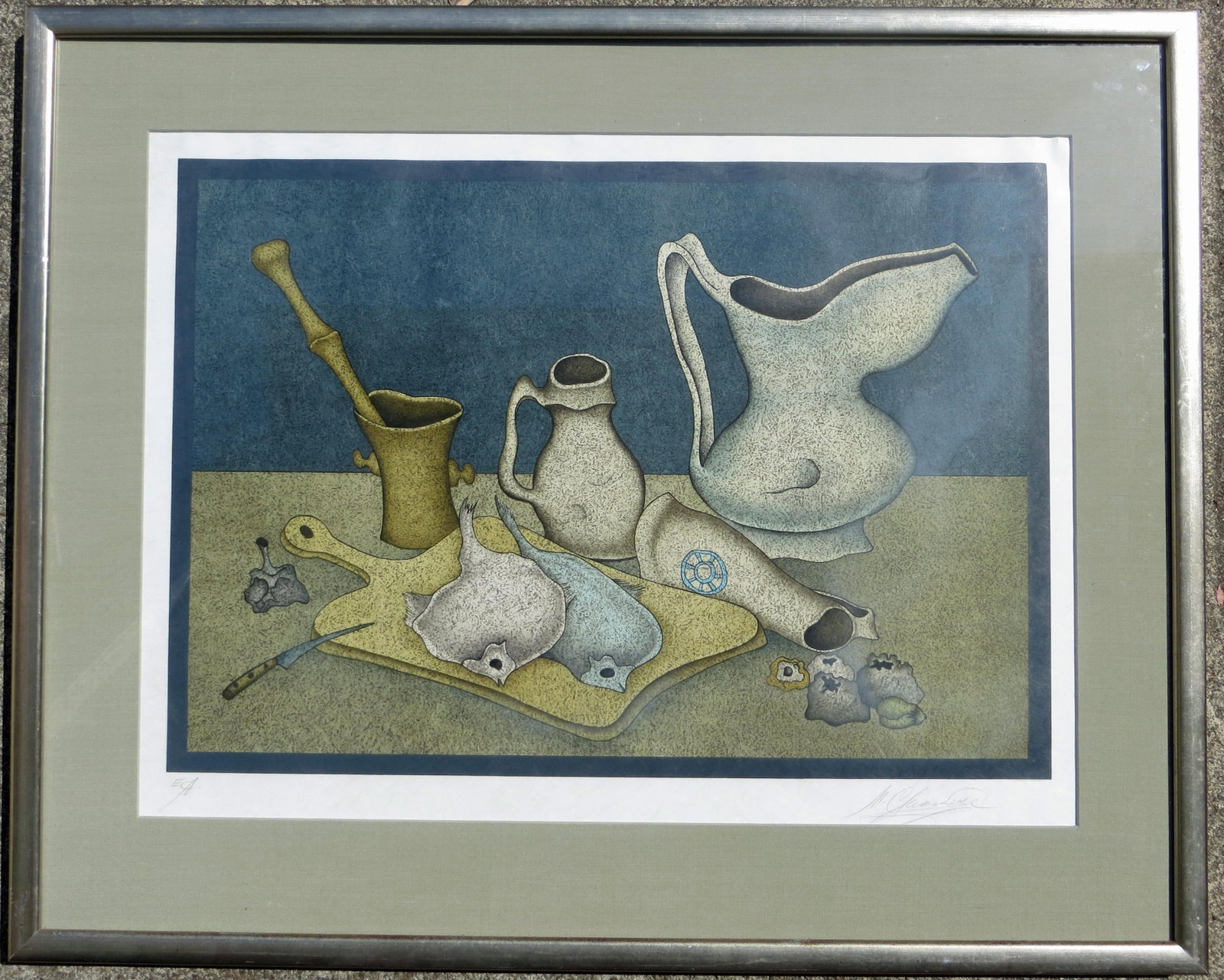 Mihail Chemiakin Signed Still Life With Fish and Bread Lithograph - 8