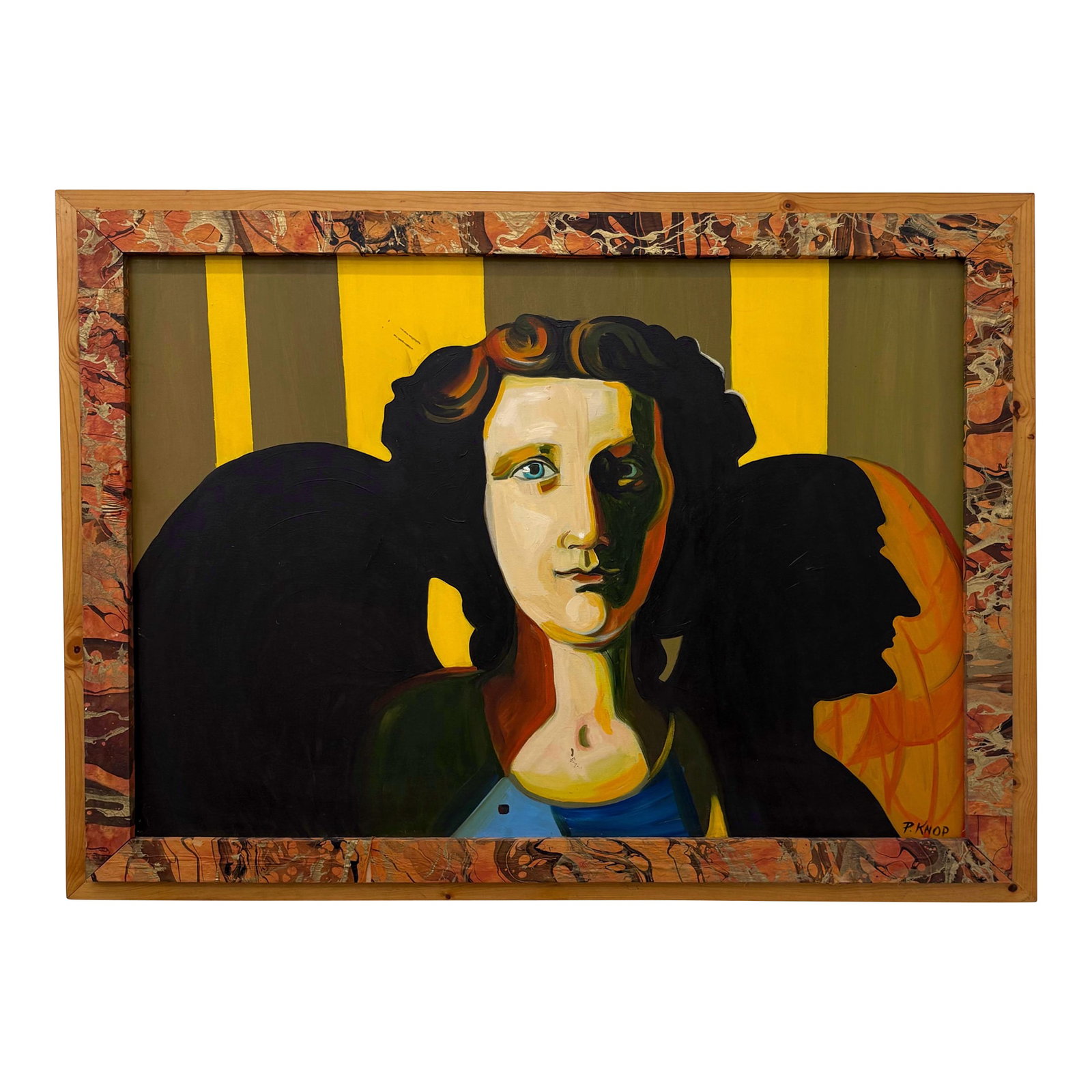 Original Extra Large Painting by Patricia Knop, Michelle in the Morning: Original painting by Patricia Louisianna Knop, tiled "Michelle in the morning" 2001 The canvas is 46" W x 36" H The frame is 55 3/8" W x 43.225 " H Patricia Louisianna Knop (October 23, 1940 - August
