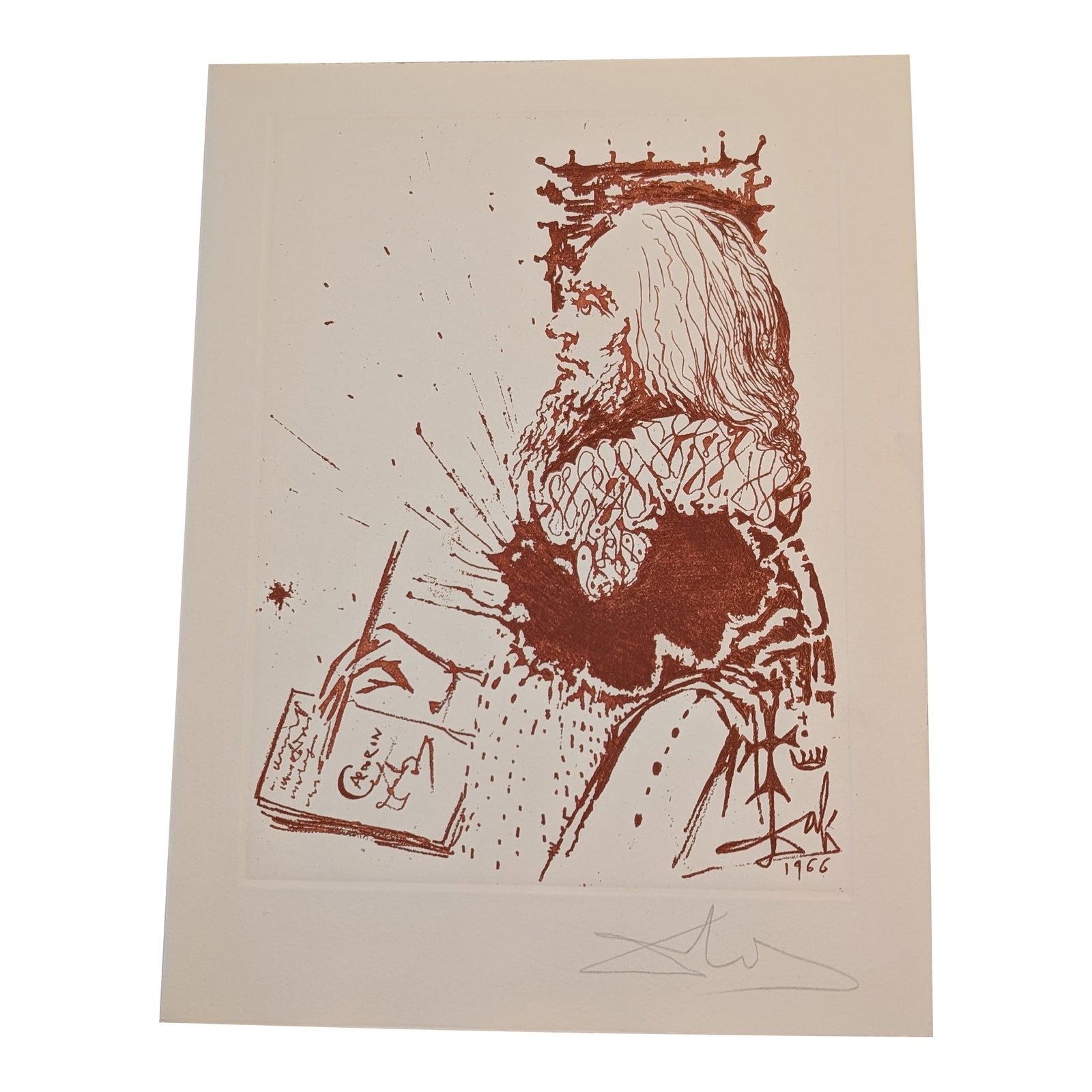 Salvador Dali "Calderon De La Barca" Signed Etching With Justification Page, 1966/1975: Offered is a rare, original etching by Salvador Dali titled Calderon de la Barca, from the suite La Vida es Sueno (Life is a Dream), a tribute to the legendary Spanish playwright. Executed in rich