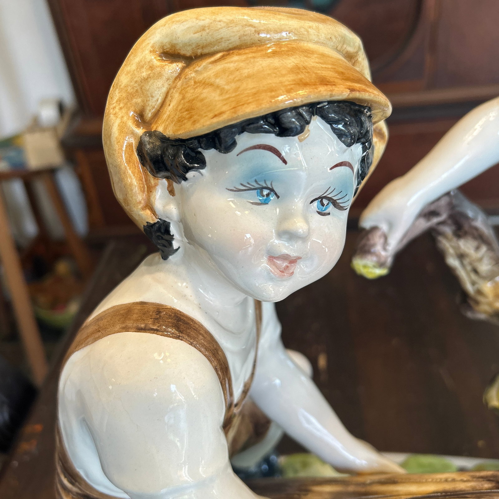 Large Capodimonte Porcelain Figural Sculpture of Children and Dog on Seesaw Mid to Late 20th Century - 2