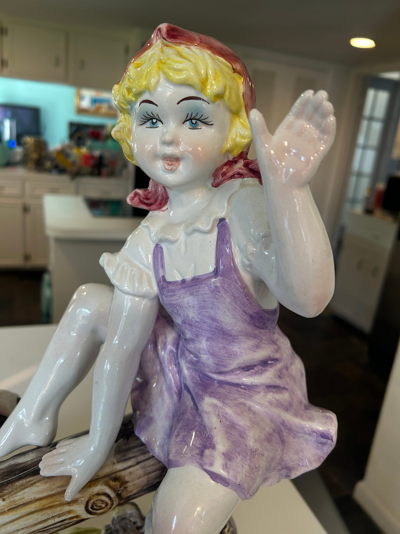 Large Capodimonte Porcelain Figural Sculpture of Children and Dog on Seesaw Mid to Late 20th Century - 5