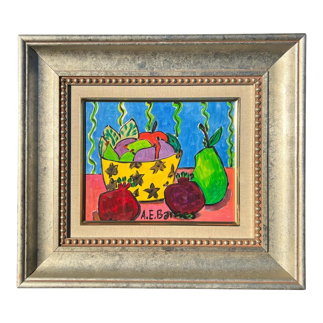 Original Still Life Pomegranates & Pears, A. E. Barnes, Signed. (1 of 8)
