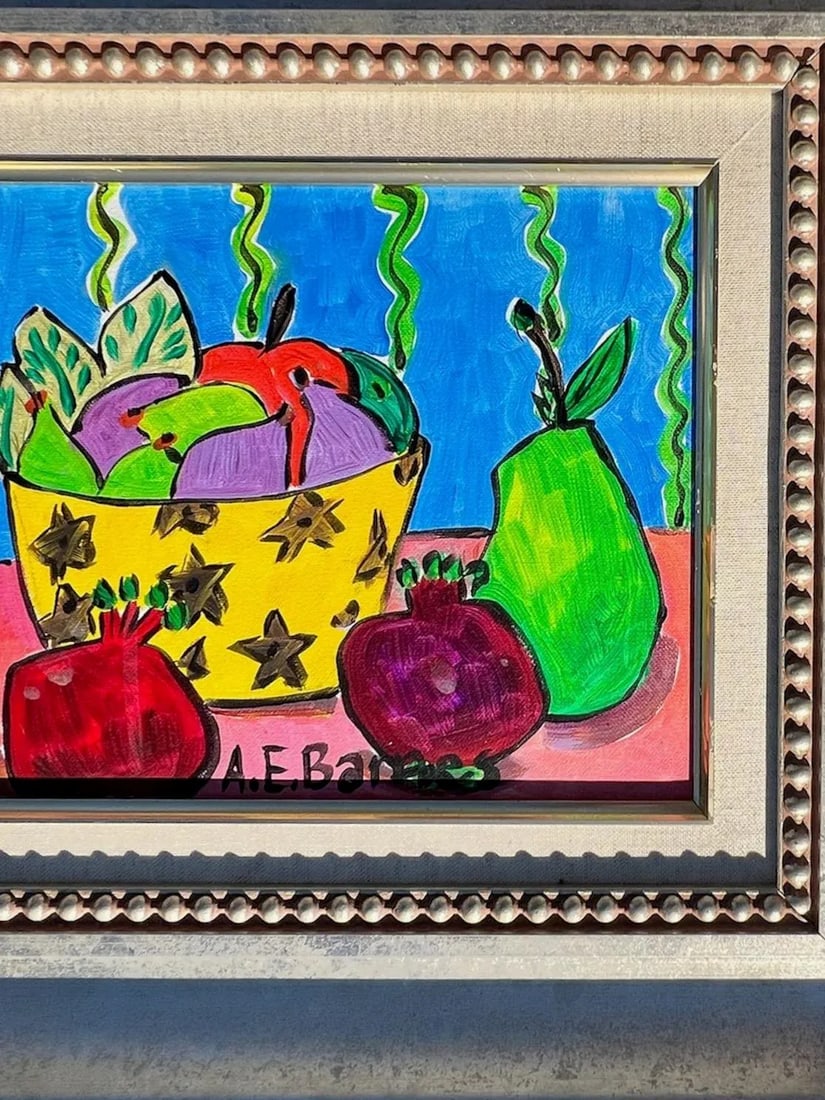 Original Still Life Pomegranates & Pears, A. E. Barnes, Signed. - 3