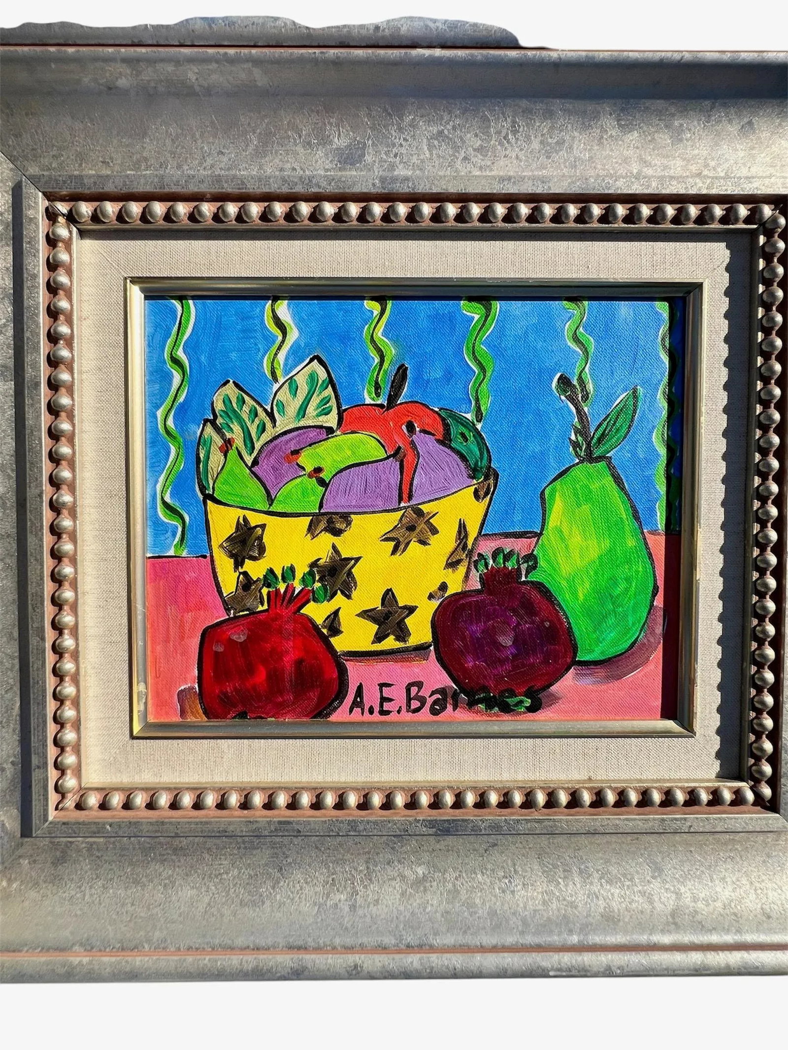 Original Still Life Pomegranates & Pears, A. E. Barnes, Signed. - 4