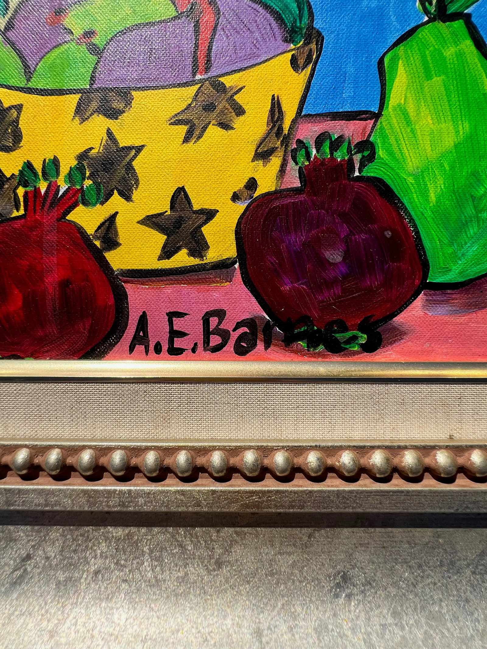 Original Still Life Pomegranates & Pears, A. E. Barnes, Signed. - 8