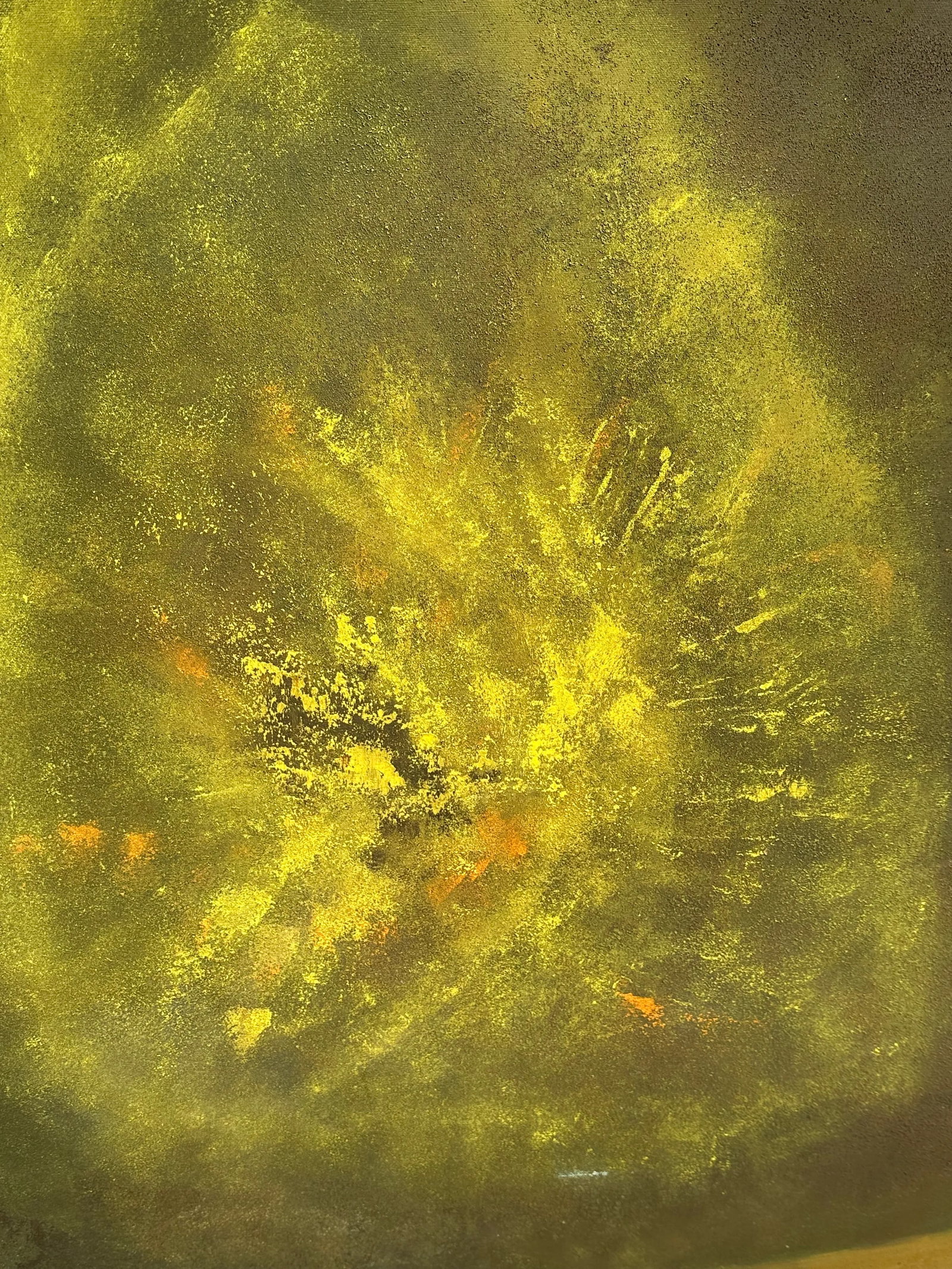 Mid-Century Abstract Painting on Canvas in Green, Signed - 3