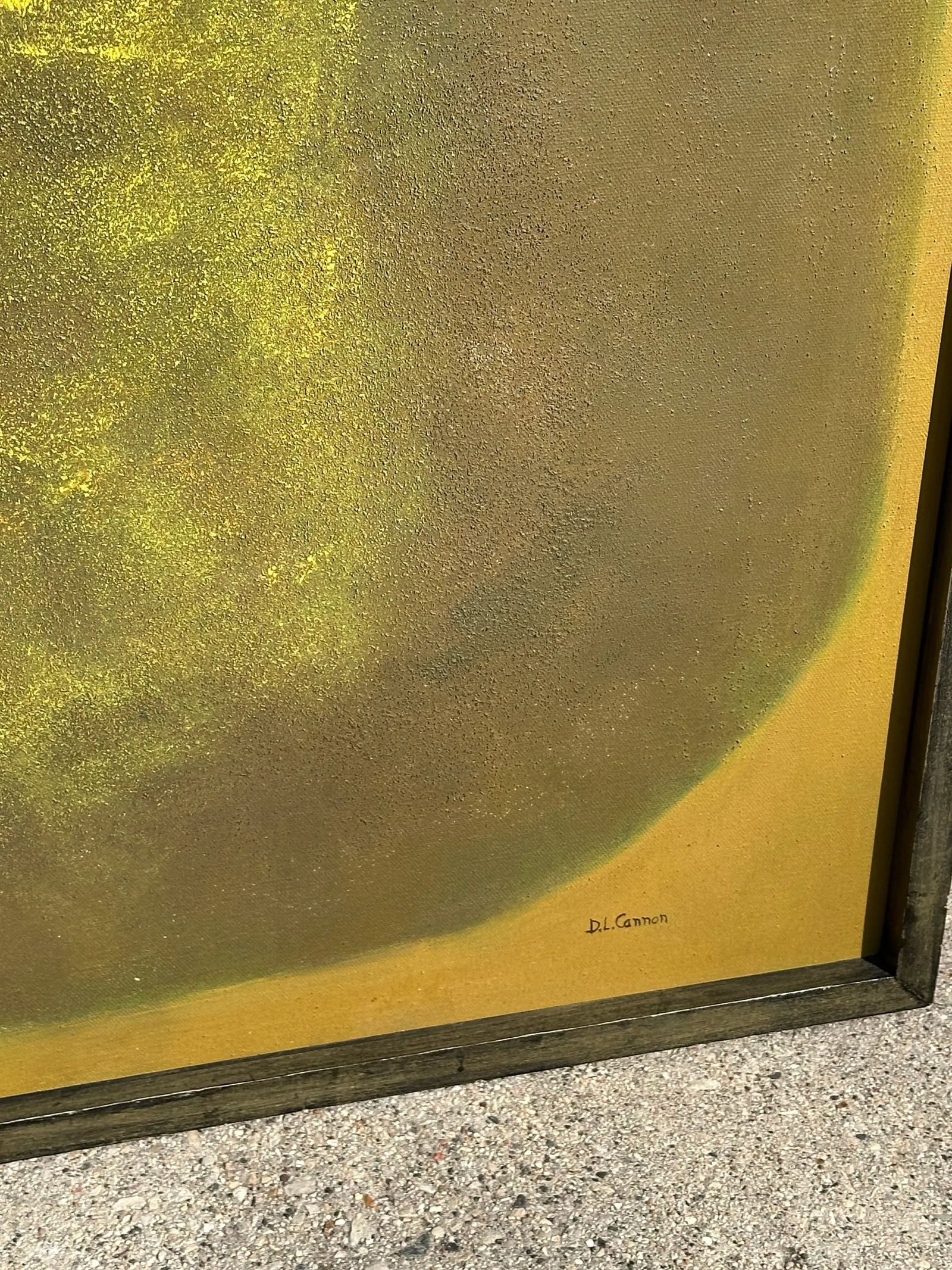 Mid-Century Abstract Painting on Canvas in Green, Signed - 4