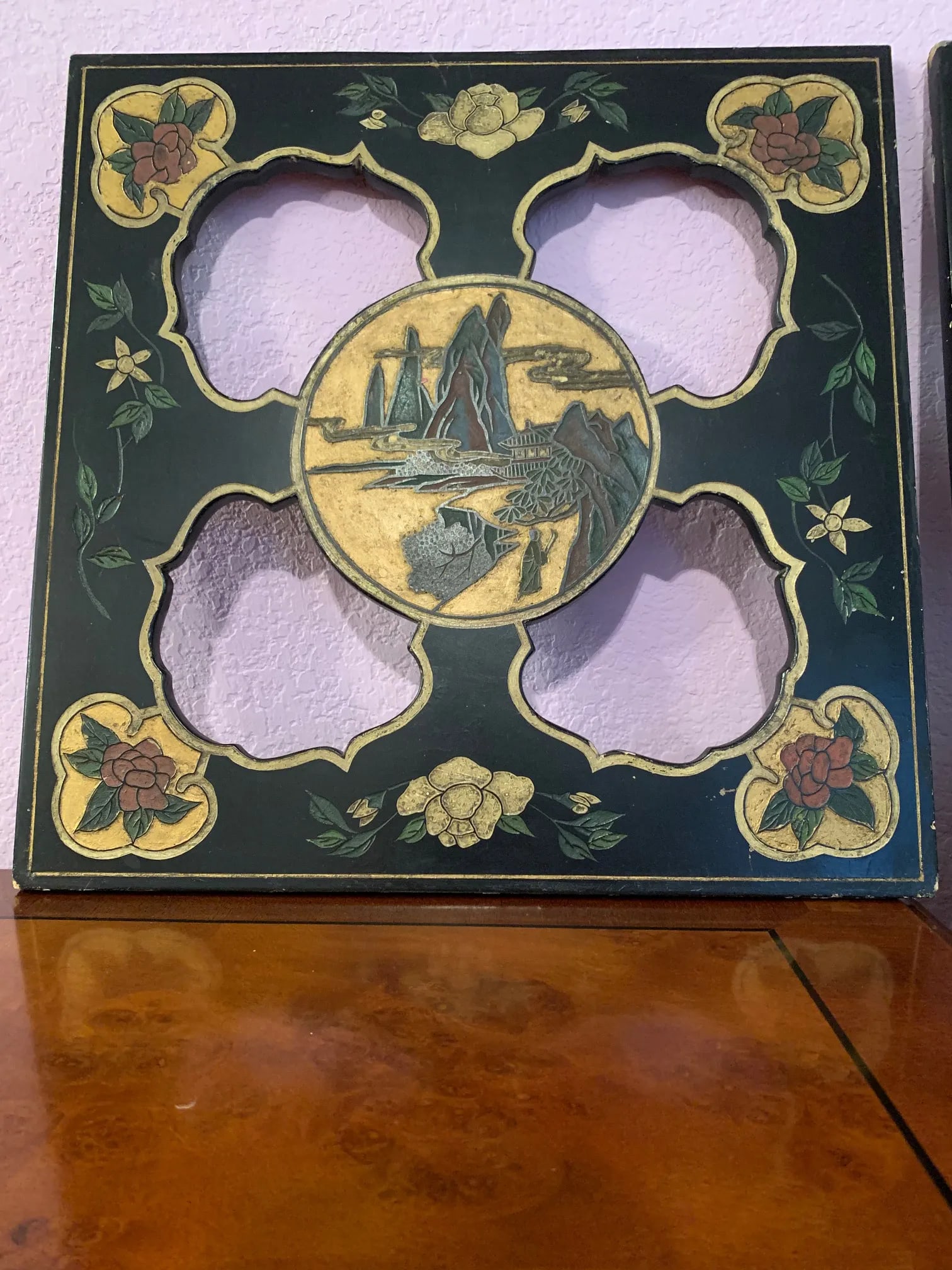 Coromandel Lacquer Carved Qing Dynasty Period Panels - A Pair - 5