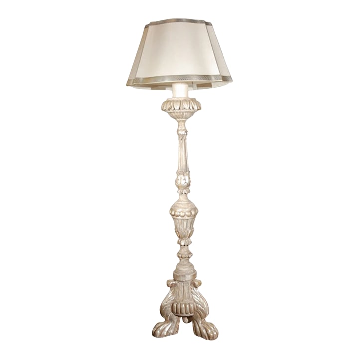 1990s Carved and Gilded Floor Lamp With Gilded Parchment Shade (1 of 4)