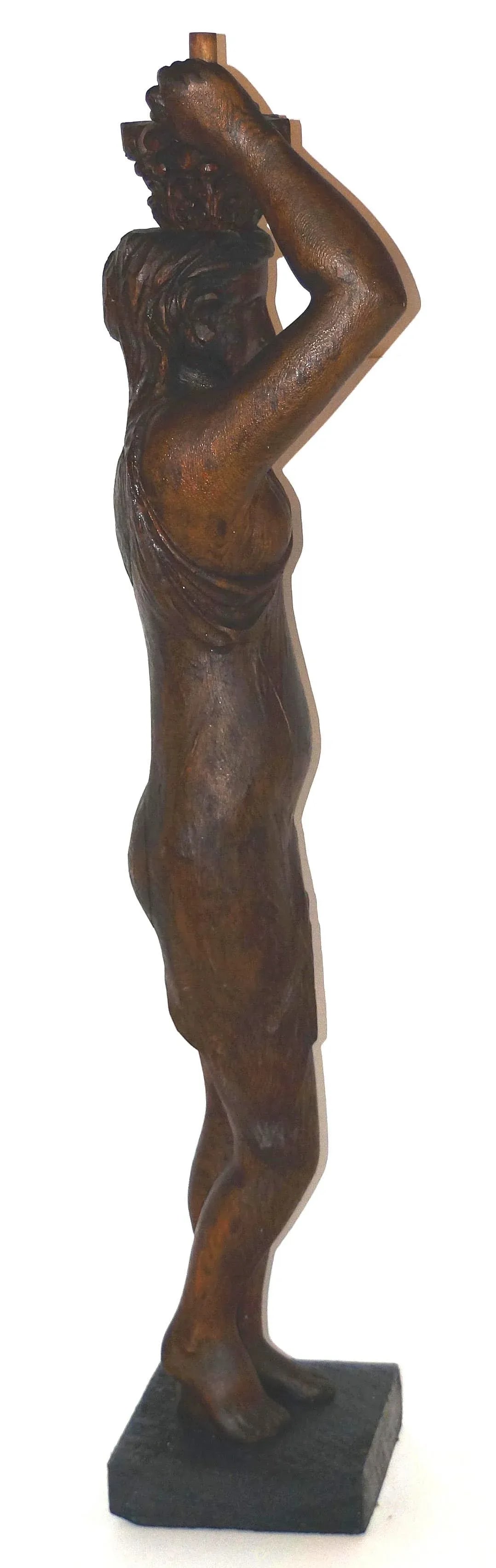 Antique Carved Wood Caryatid Newel Post - or Column in Female Form - 5