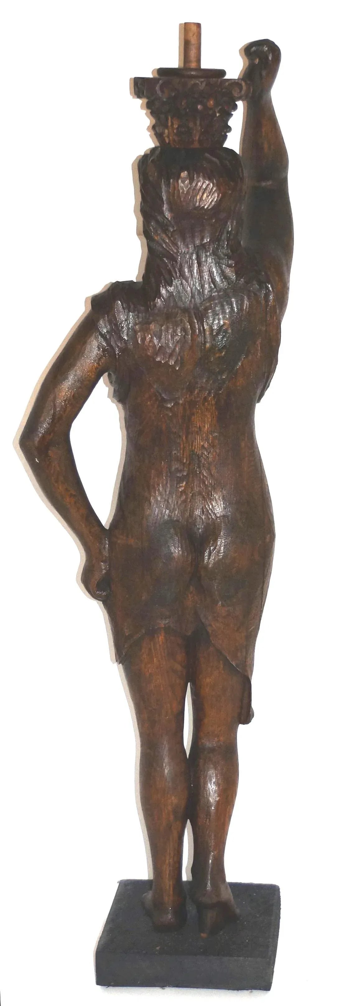 Antique Carved Wood Caryatid Newel Post - or Column in Female Form - 6