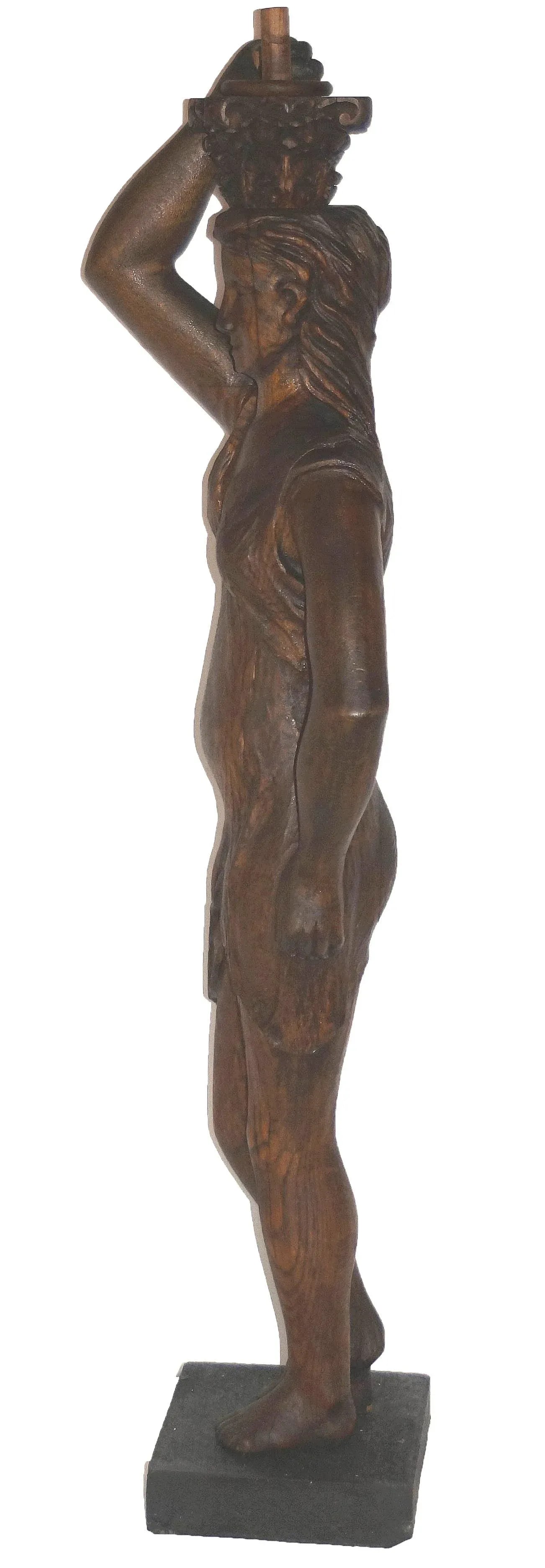 Antique Carved Wood Caryatid Newel Post - or Column in Female Form - 7