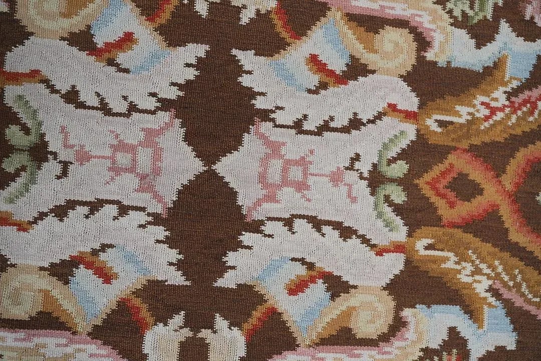 3'x12' Handwoven Bessarabian Kilim Runner Rug | Floral Motif Wool Kilim - 10