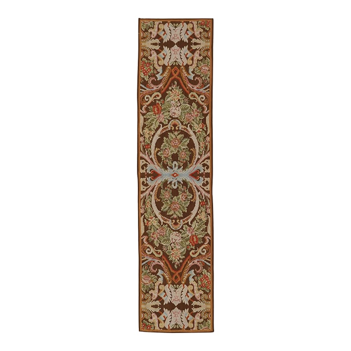 3'x12' Handwoven Bessarabian Kilim Runner Rug | Floral Motif Wool Kilim: Elevate your design projects with this exceptional Bessarabian Kilim from the Ariana Collection. This versatile piece, perfect as a statement rug or a sophisticated runner rug, showcases the timeless