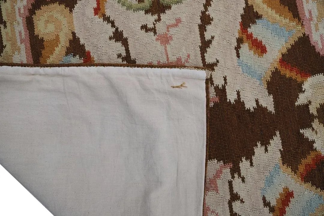 3'x12' Handwoven Bessarabian Kilim Runner Rug | Floral Motif Wool Kilim - 4