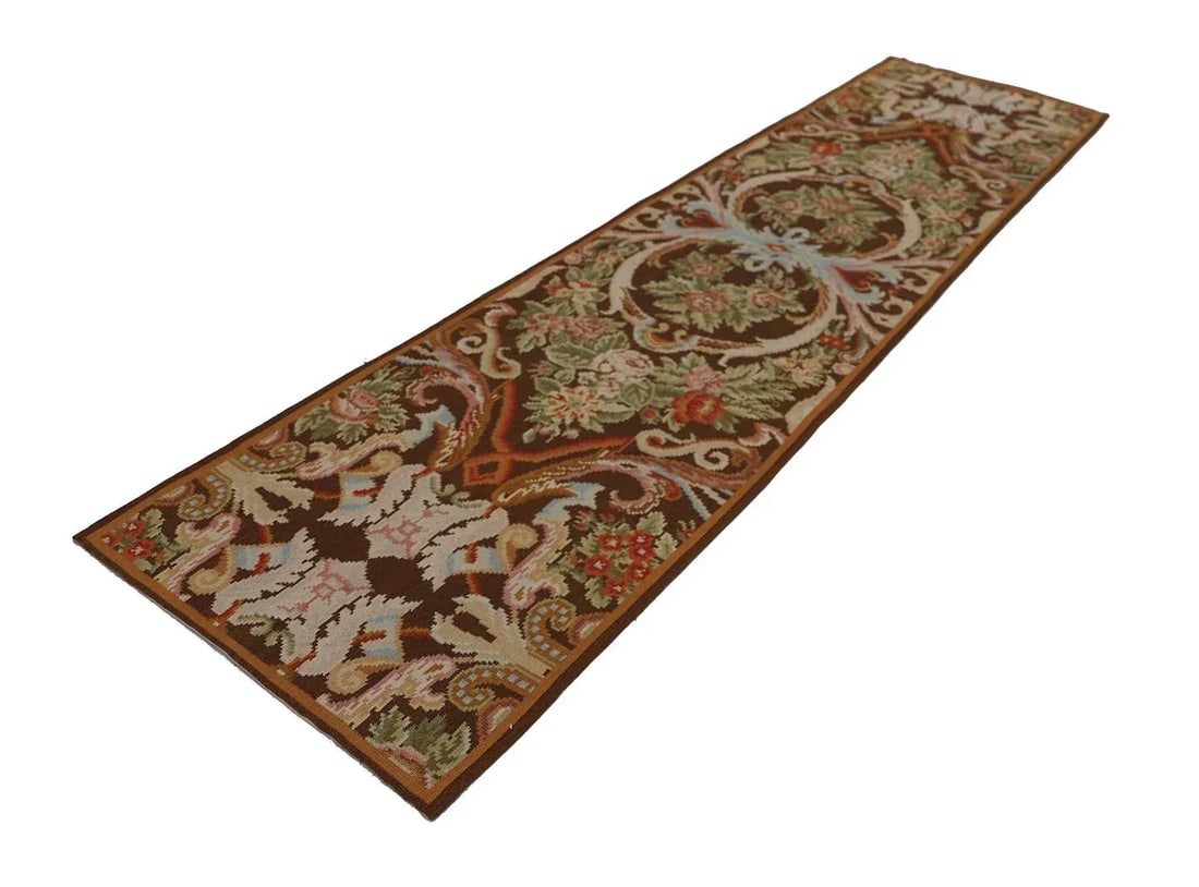 3'x12' Handwoven Bessarabian Kilim Runner Rug | Floral Motif Wool Kilim - 5