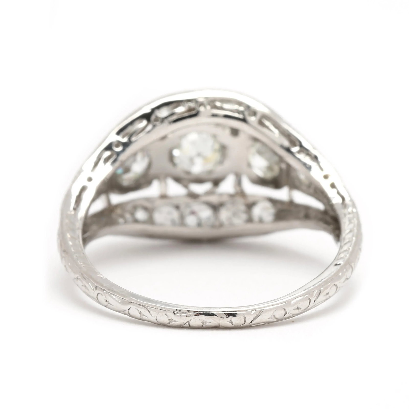 1920s Art Deco 1.28ctw Diamond Dome Ring, Platinum, Ring Size 7.75 - 3