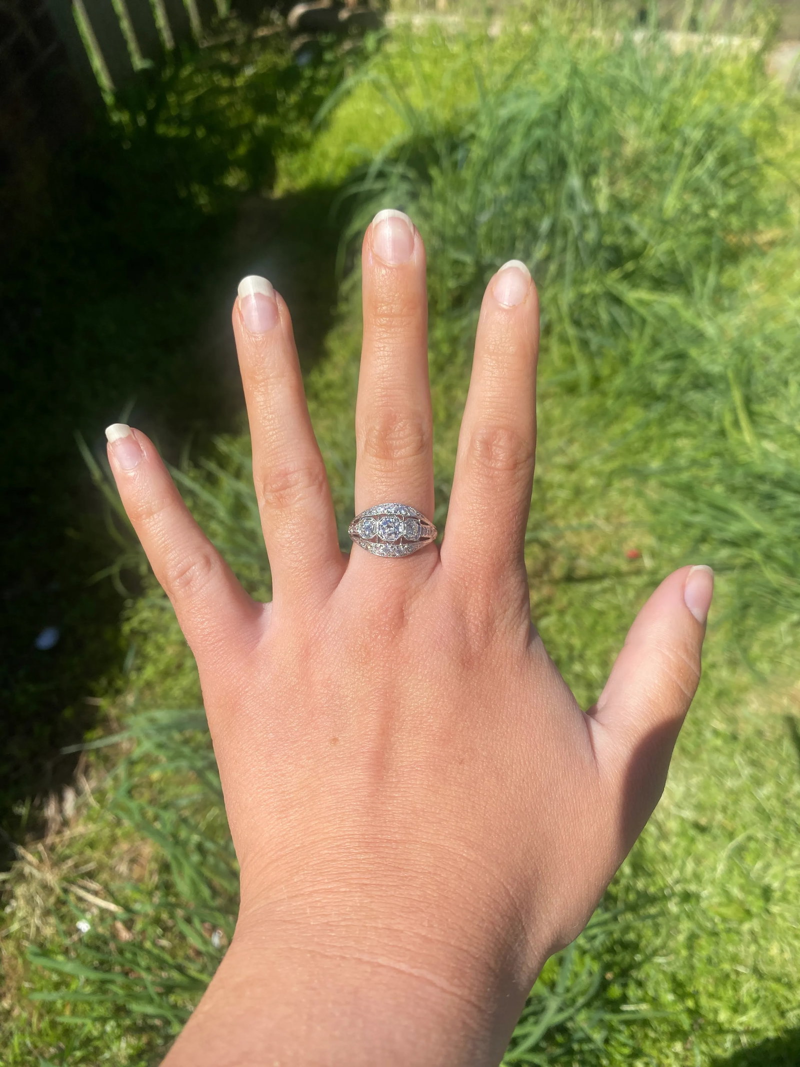 1920s Art Deco 1.28ctw Diamond Dome Ring, Platinum, Ring Size 7.75 - 6