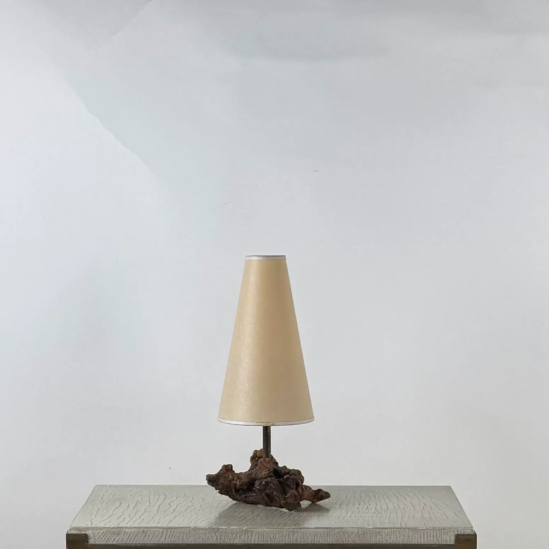 1960s Small Burl Wood Desk Lamp With Custom Parchment Paper Shade - 5