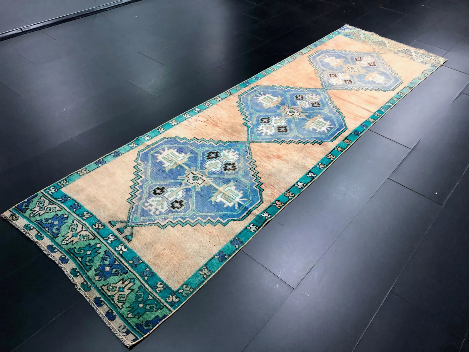 Vintage Turkish Anatolian Handmade Wool Runner Rug - 4