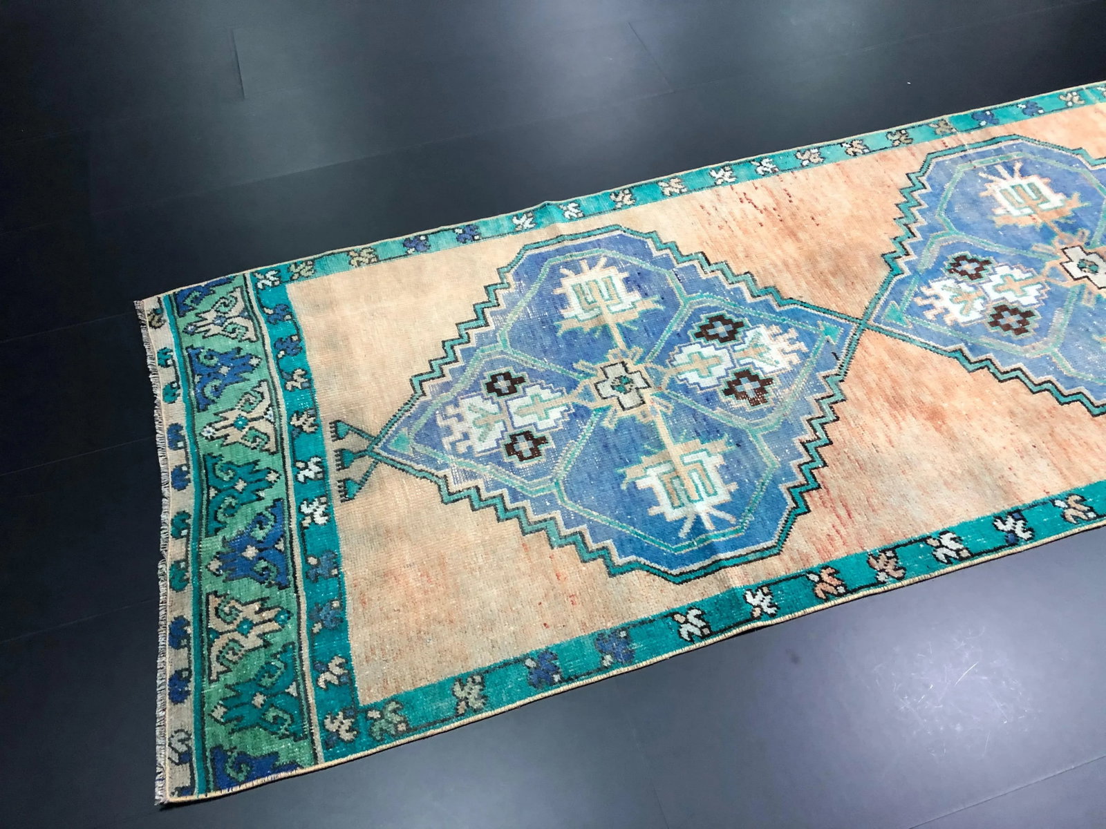 Vintage Turkish Anatolian Handmade Wool Runner Rug - 8
