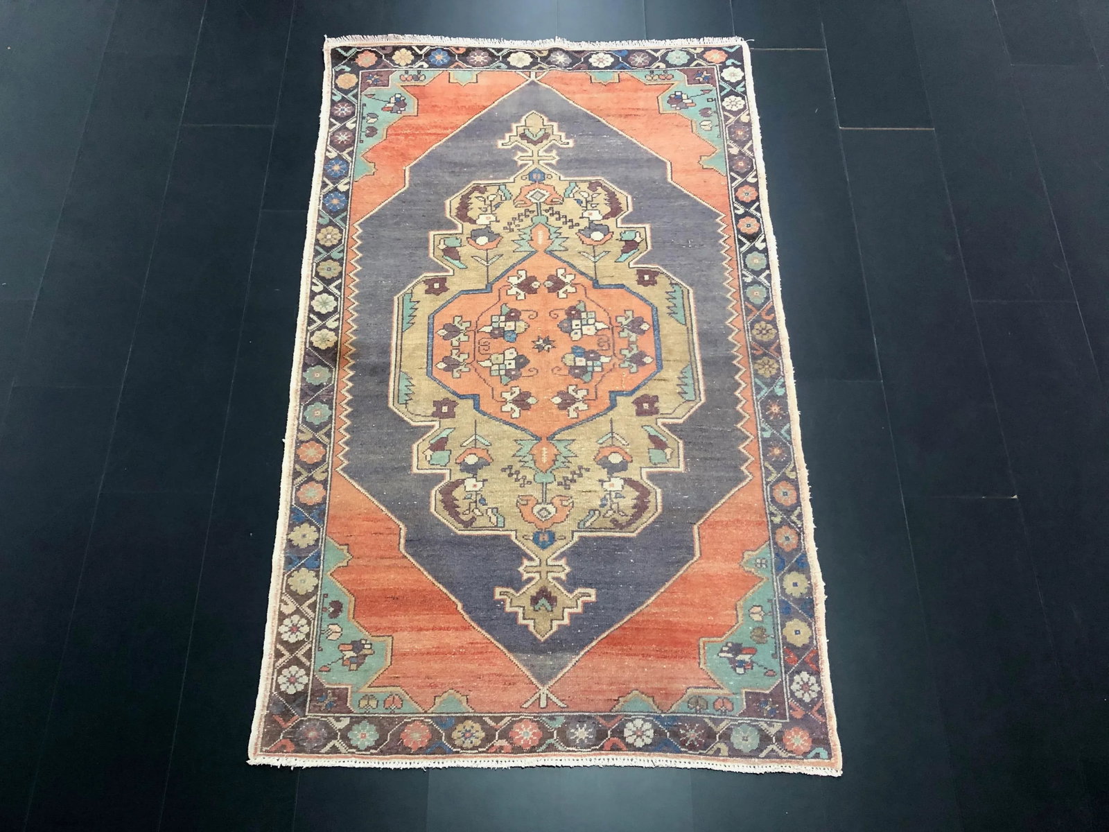 Vintage Turkish Oushak Wool Rug - 11