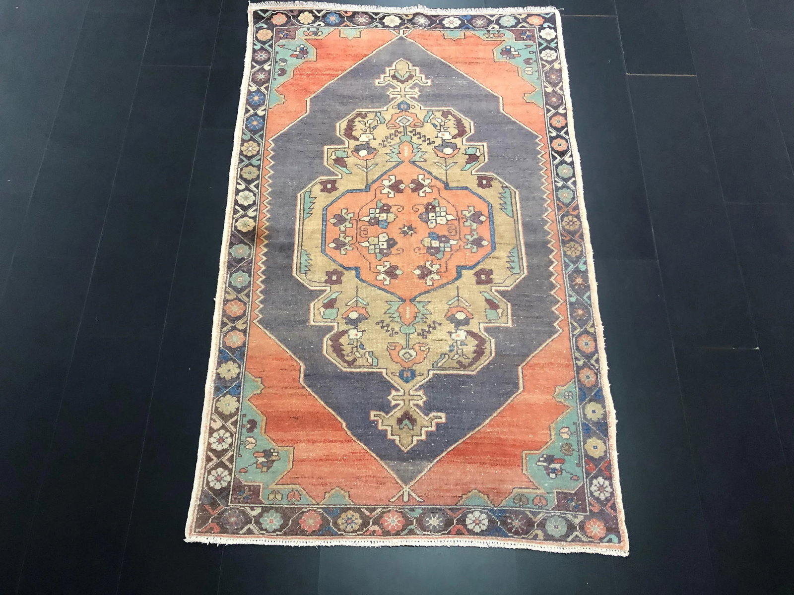 Vintage Turkish Oushak Wool Rug - 2