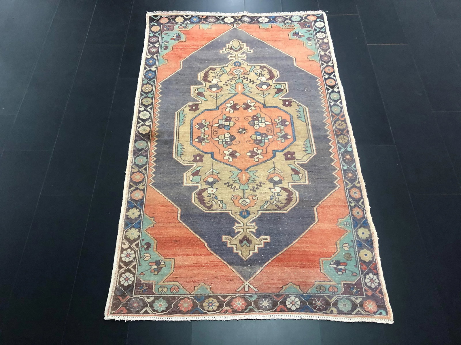 Vintage Turkish Oushak Wool Rug - 3