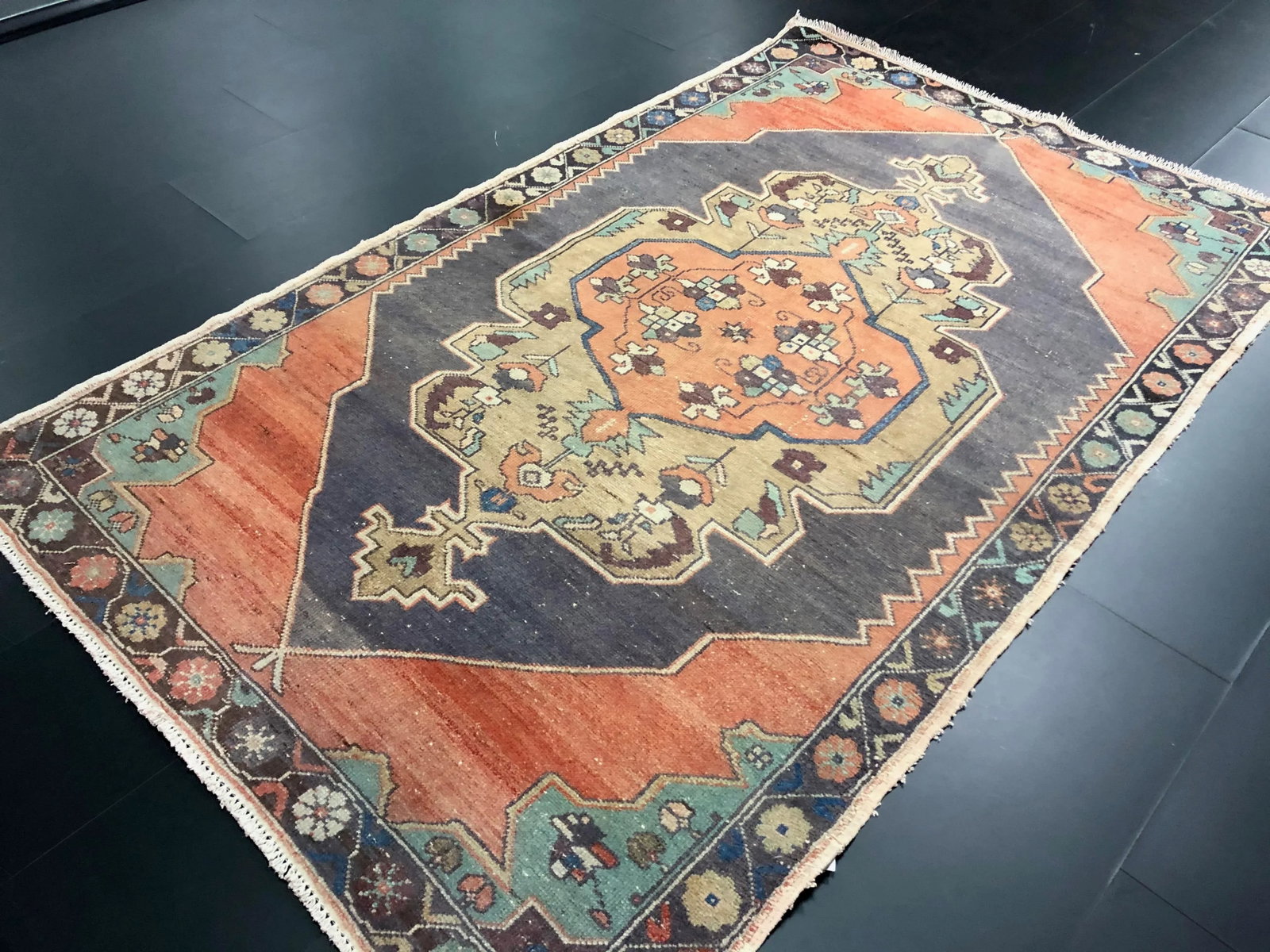 Vintage Turkish Oushak Wool Rug - 5