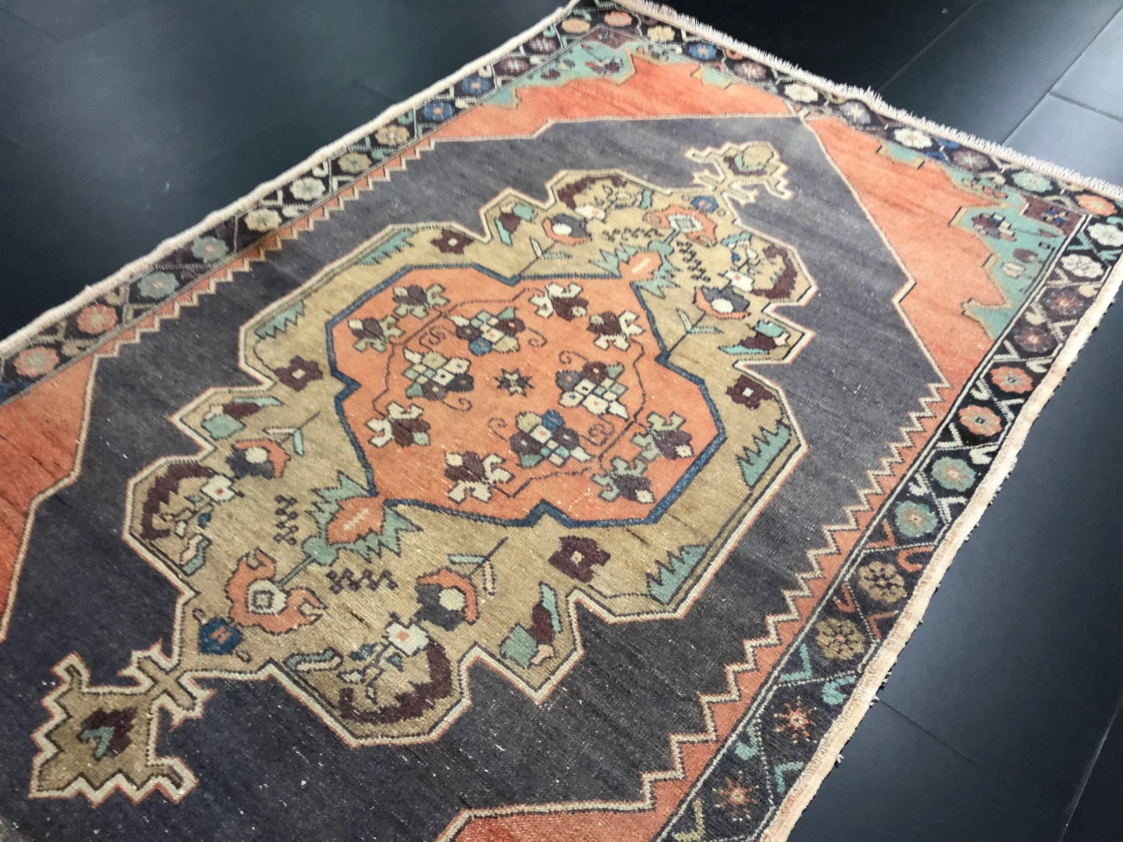 Vintage Turkish Oushak Wool Rug - 6