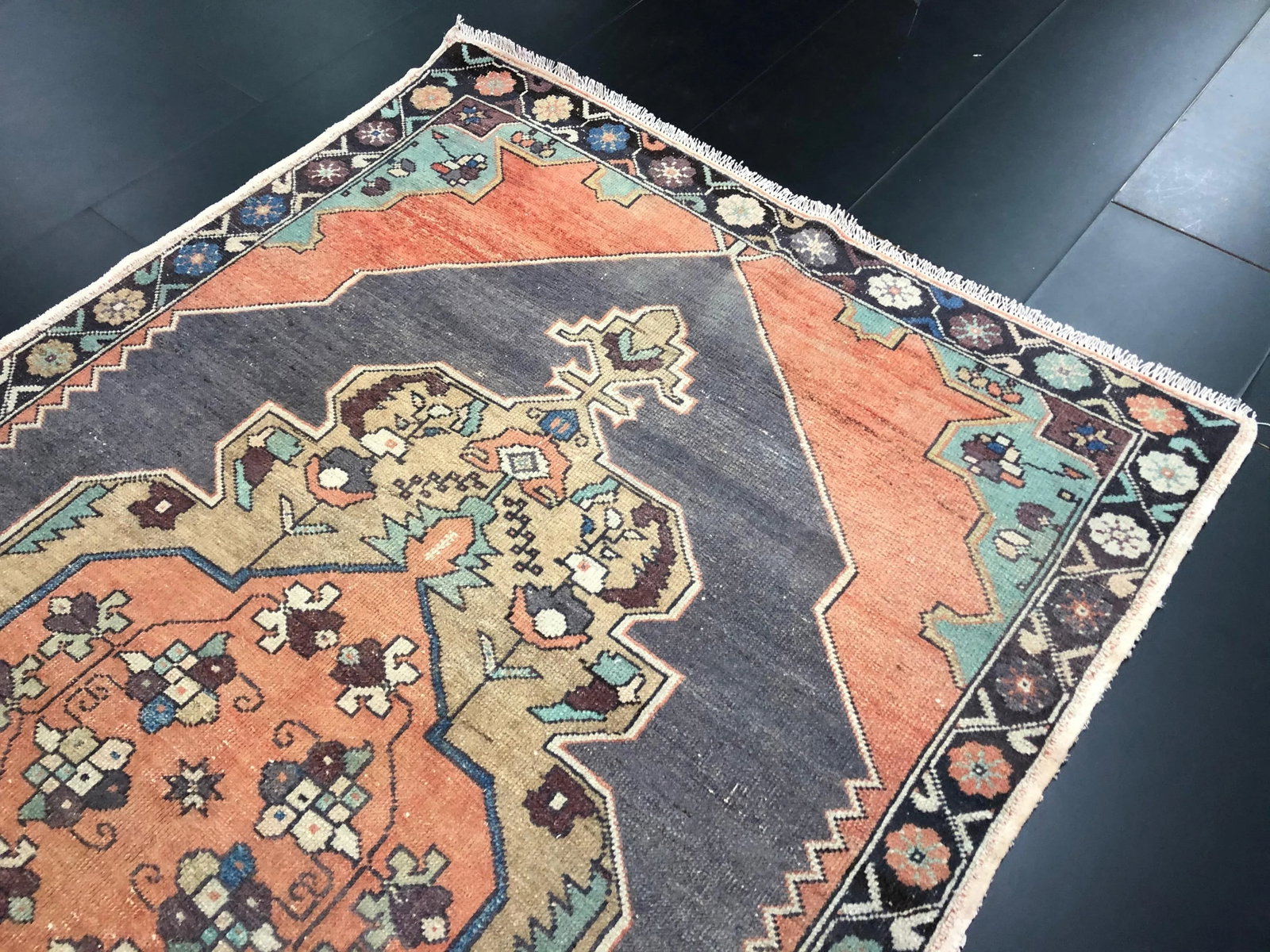 Vintage Turkish Oushak Wool Rug - 7