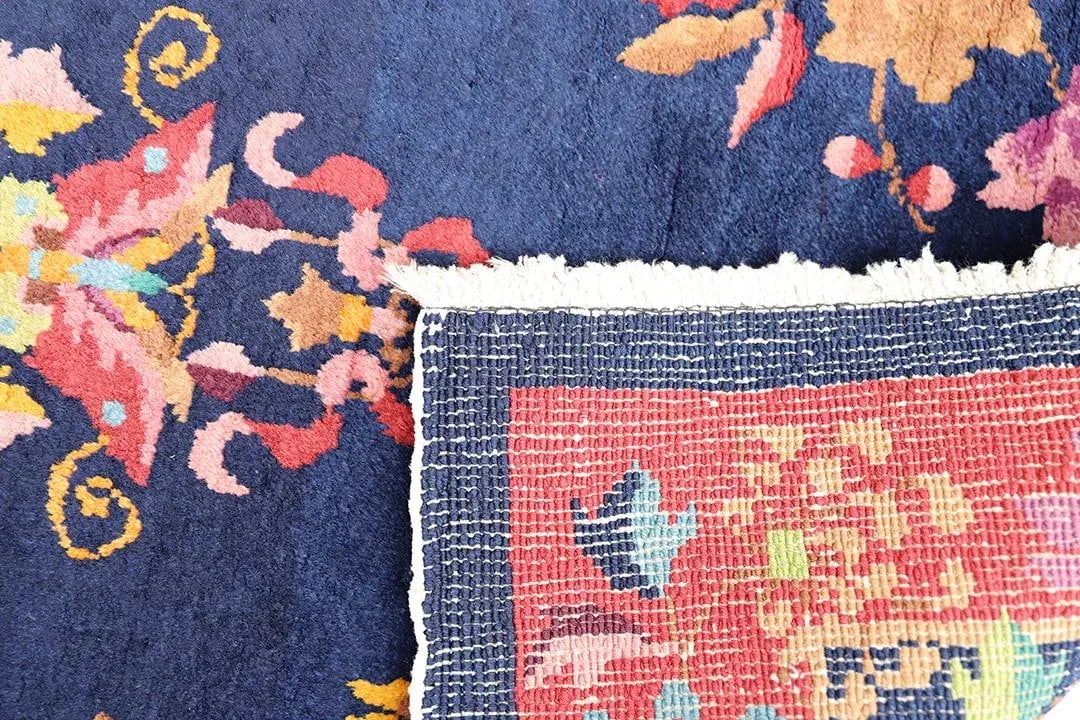 1920s Chinese Deco Rug | Vintage Chinese Art Deco Rug | Floral Deco Rug - 4