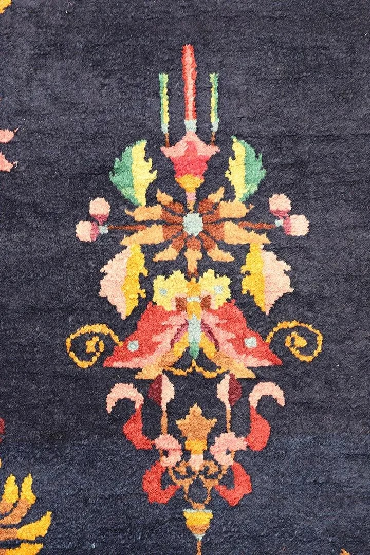1920s Chinese Deco Rug | Vintage Chinese Art Deco Rug | Floral Deco Rug - 7