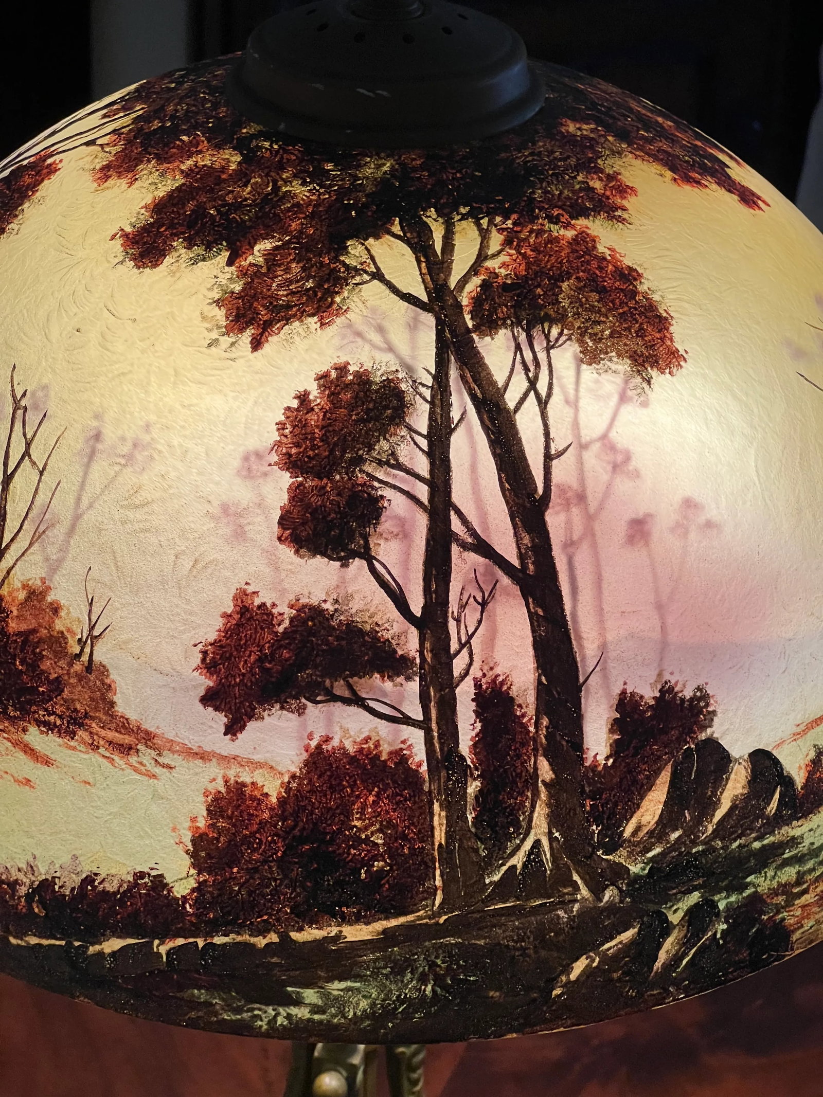 Antique Phoenix School Arts and Crafts Reverse Painted Lamp by Pittsburgh C. 1920 - 12