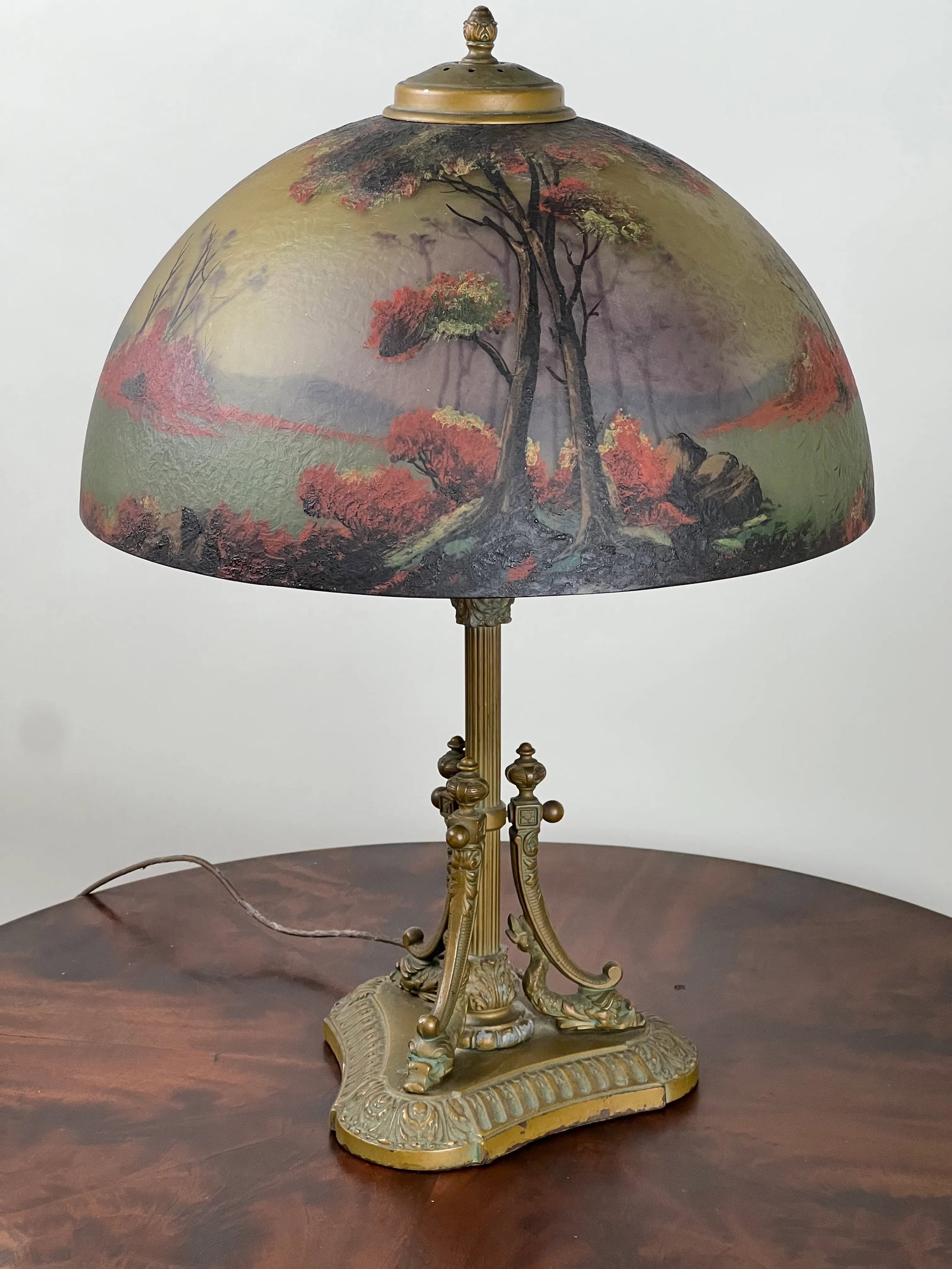 Antique Phoenix School Arts and Crafts Reverse Painted Lamp by Pittsburgh C. 1920 - 4