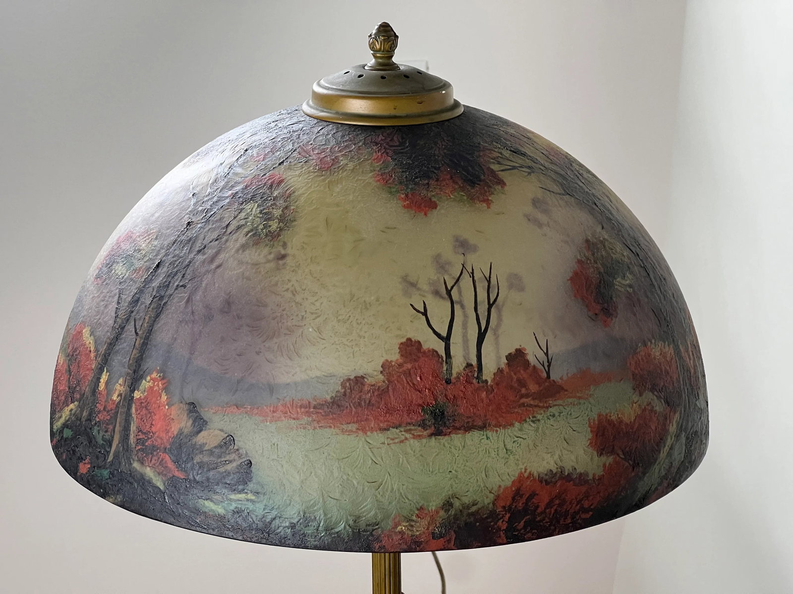 Antique Phoenix School Arts and Crafts Reverse Painted Lamp by Pittsburgh C. 1920 - 5