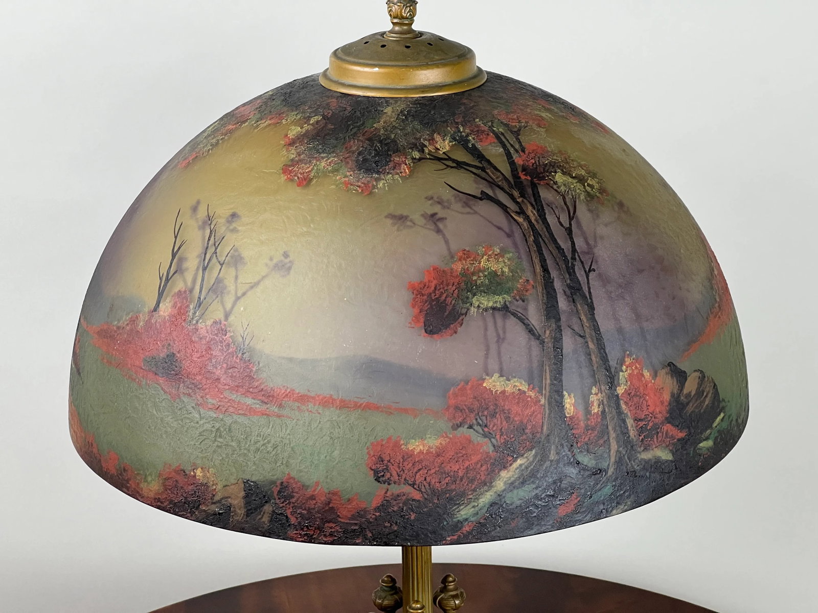 Antique Phoenix School Arts and Crafts Reverse Painted Lamp by Pittsburgh C. 1920 - 6
