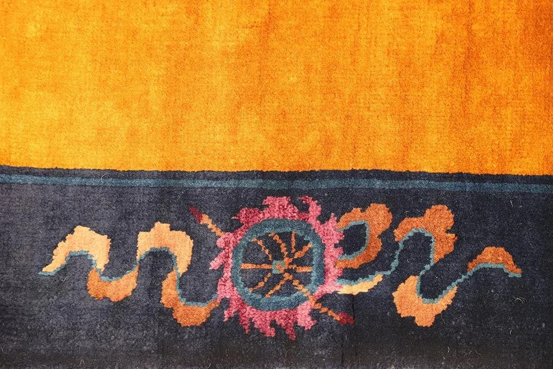3'x5' Vintage Chinese Art Deco Rug | Gold Rug | Vintage Deco Rug - 8