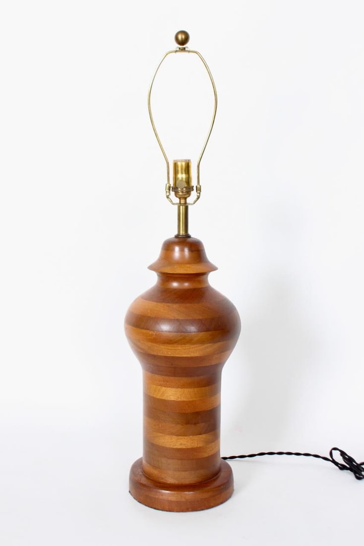 Ginger Jar Table Lamp in Stacked Mixed Hardwood, 1970's - 3