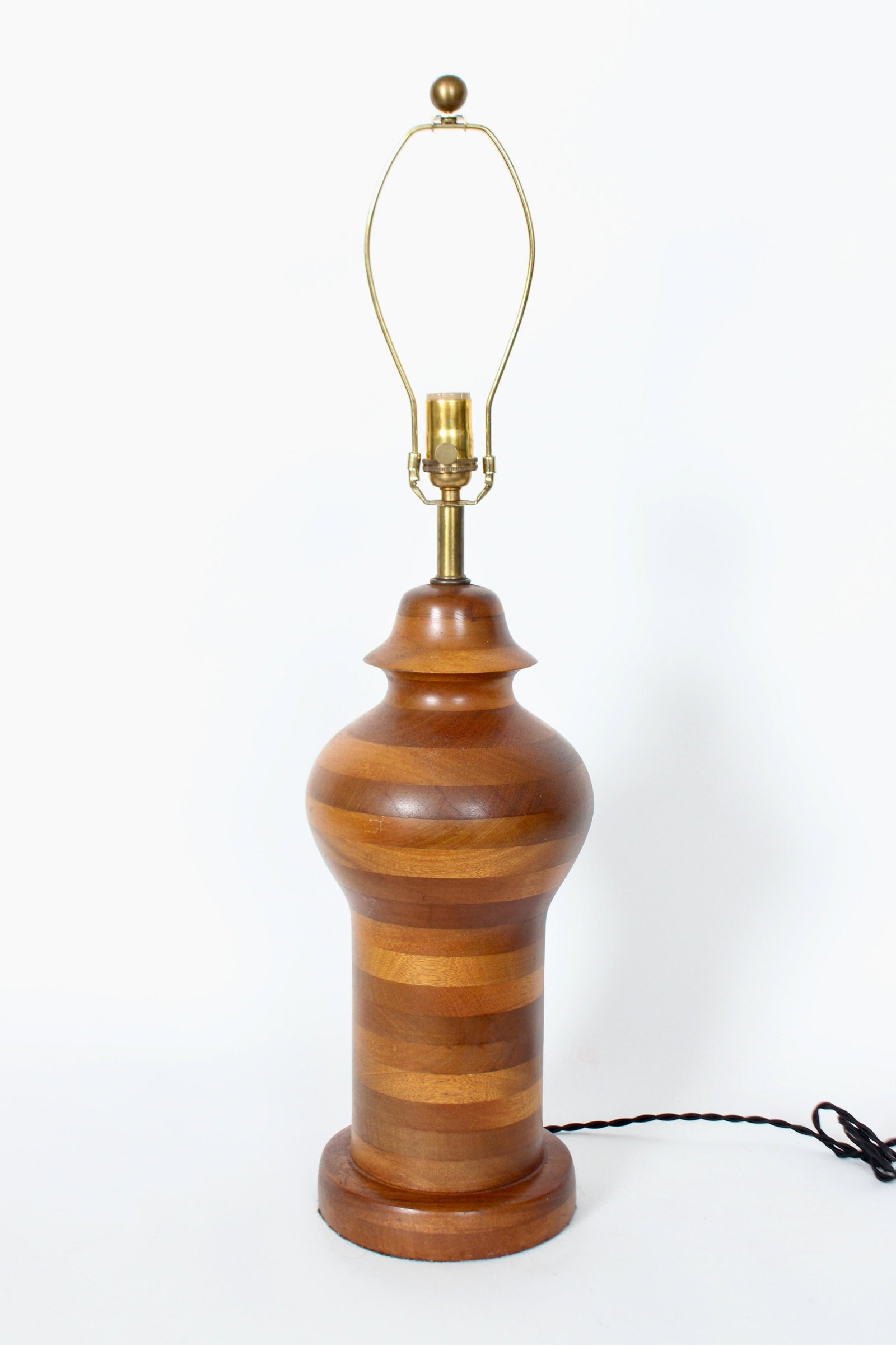 Ginger Jar Table Lamp in Stacked Mixed Hardwood, 1970's - 5